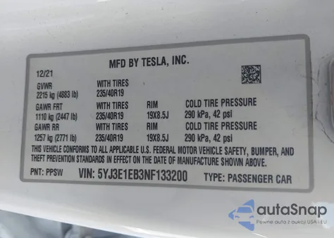 2022 Tesla Model 3 Long Range Dual Motor All-Wheel Drive из США, поврежденный, VIN 5YJ3E1EB3NF133200